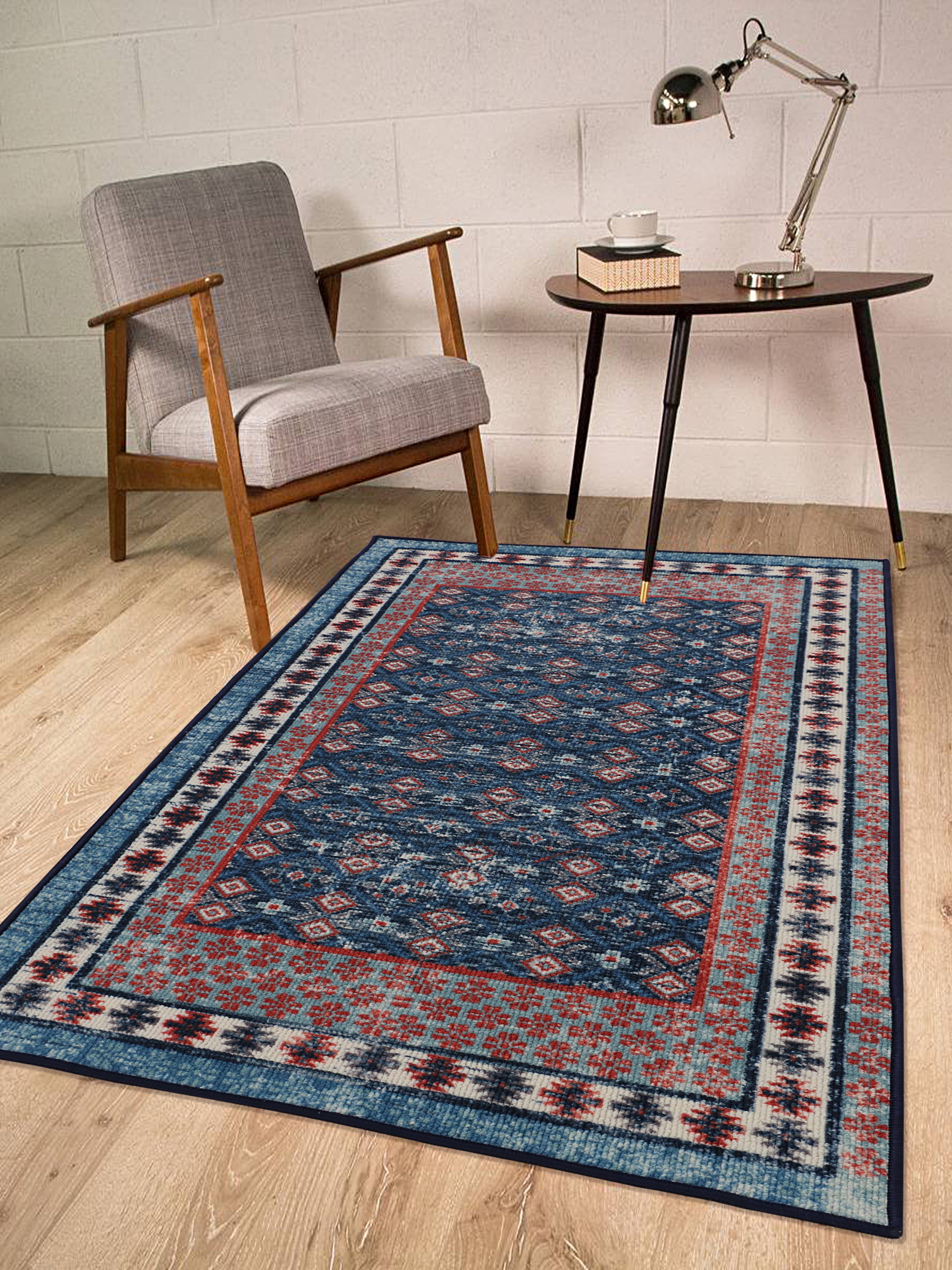RugSmith Ottoman Blue Distressed Boho Area Rug, 3' x 5'