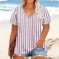 thumbnail image 2 of DeHolifer Plus Size Tops for Women V-Neck Raglan T-Shirt Short Sleeve Summer Shirts Casual Loose Tunic Blouse Purple XL, 2 of 6