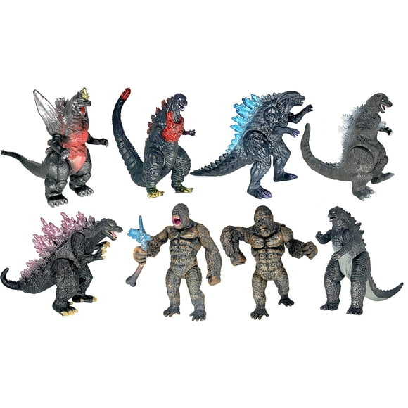 TwCare 8pcs Attacking King Kong vs Godzilla Toys 2021 Movable Joint Action Figures King of The Monsters Birthday Dinosaur Kid Gift Cake Toppers