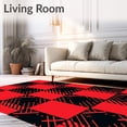 thumbnail image 2 of ODIKA 4'x6' Machine Washable Non-Slip Area Rug, Festive Checkered Holiday Welcome with Traditional Plaid Design High Traffic Rug, Red, 504147, 2 of 7