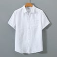 thumbnail image 5 of Men's 100% Linen Collar Shirt Short Sleeve Breathable Casual Top with Pocket, 5 of 12