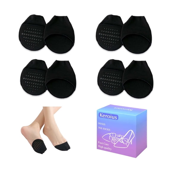 Keroius - Calcetines invisibles tipo puntera para mujer, 4 pares