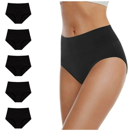 Holiday Savings! Horkkom Cotton Underwear for Women 5 Pcs Plus Size High Waisted Ladies Panties Solid Color Breathable Underwear Multipack  Gifts for Women