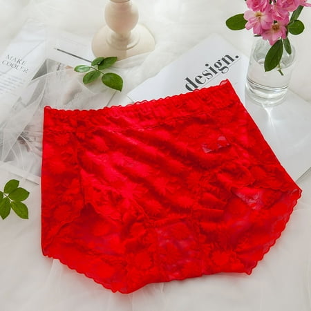 

Summer Savings! Zpanxa Womens Underwear Lace Pants Low Waist Printed Sexy Cute Briefs Pants Red XL