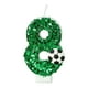 thumbnail image 1 of Vela de cumpleaños con flores artificiales de fútbol, decoración para tarta de fútbol de 9.º cumpleaños, velas de nueve años con purpurina verde y número 9 para cupcakes, decoración para fiestas de cu, 1 of 2