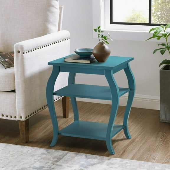 Two Open Shelves End Table with Elegant Design and Stability