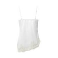 thumbnail image 5 of vigerkar Women Lace Trim Satin Tank Top V Neck Silk Camisole Tops Asymmetrical Backless Spaghetti Strap Tank Cami Shirts (White, L), 5 of 5