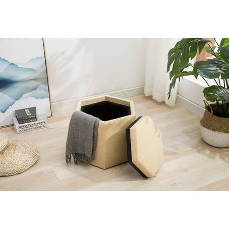 Boraam Trinity Hexagonal Storage Ottoman, Yellow