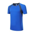 thumbnail image 4 of Fldy Mens Running Athletic T-Shirt Gym Workout Sports Shirt Short-Sleeve Sun Protection Rash Guard Blue XXL, 4 of 6
