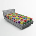 thumbnail image 1 of Ambesonne Colorful Fitted Sheet, Repeating Vivid Petals, Twin XL Size, Charcoal Grey and White, 1 of 2