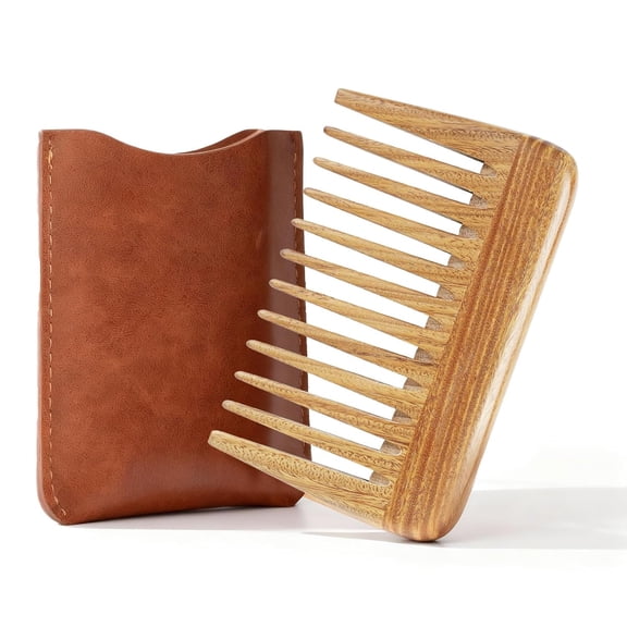 ACDANC Handmade 100% Natural Green Sandalwood Hair Combs -Anti-Static Sandalwood Scent Natural Hair Detangler Wooden Comb (Gentle Wide Tooth Comb for Wet Hair Extra Wide Tooth Mini Pocket Comb)