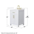 thumbnail image 4 of Beckett 24" White Single Vanity & White Quartz Top (3-Hole) & Gold Trim, 4 of 5