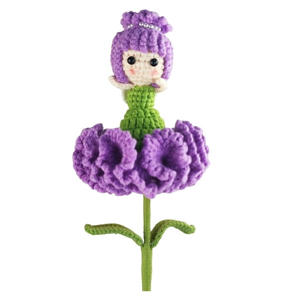 Binwennn Hand Woven Carnation Flower Fairy Finished Product Home Decoration Flower Decoration Crocheted Bouquet Decoration Cute Knitting Needles Set for Beginners Knitted Throw Blankets Diy Knitting
