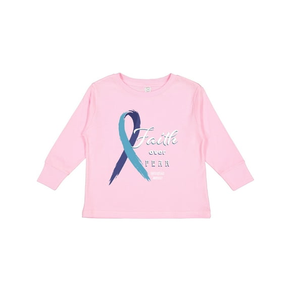 Inktastic Faith over Fear Hydrocephalus Awareness with Blue Ribbon Boys or Girls Long Sleeve Toddler T-Shirt