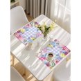 thumbnail image 5 of Easter Flowers Placemats Set of 6, Watercolor Pink Floral Eggs Purple Plaid Placemats for Dining Table, Place Mats for Kitchen Tabletop, Waterproof Wipeable Dining Table Mats Set, 5 of 9