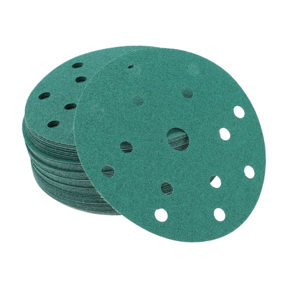 Unique Bargains Car Sanding Discs 6" 15 Hole 80 Grit Abrasion Resistance | Round Hook and Loop Sandpaper Green 50 Pcs