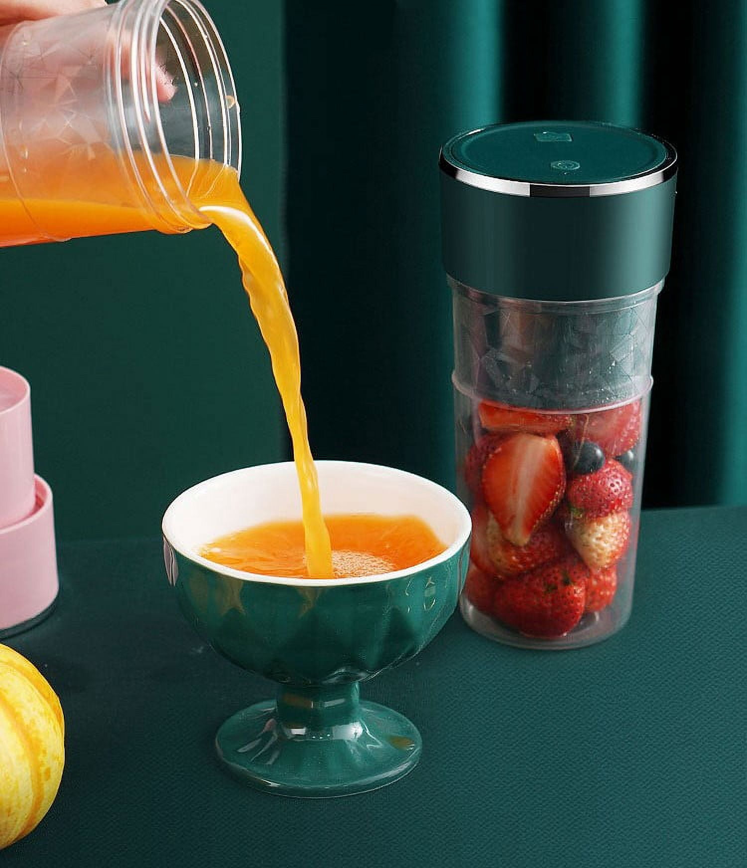 Portable Blender USB Mixer Two Blades Electric Juicer Machine Smoothie Blender Mini Food Processor, 2 blade, Easy to Use, Carry Around Blender, Quick Juice