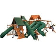 thumbnail image 2 of Playground One Huge Playsets 5.5' Deck Mega with Bridge or Tunnel - Green with Yellow Slide, 2 of 5