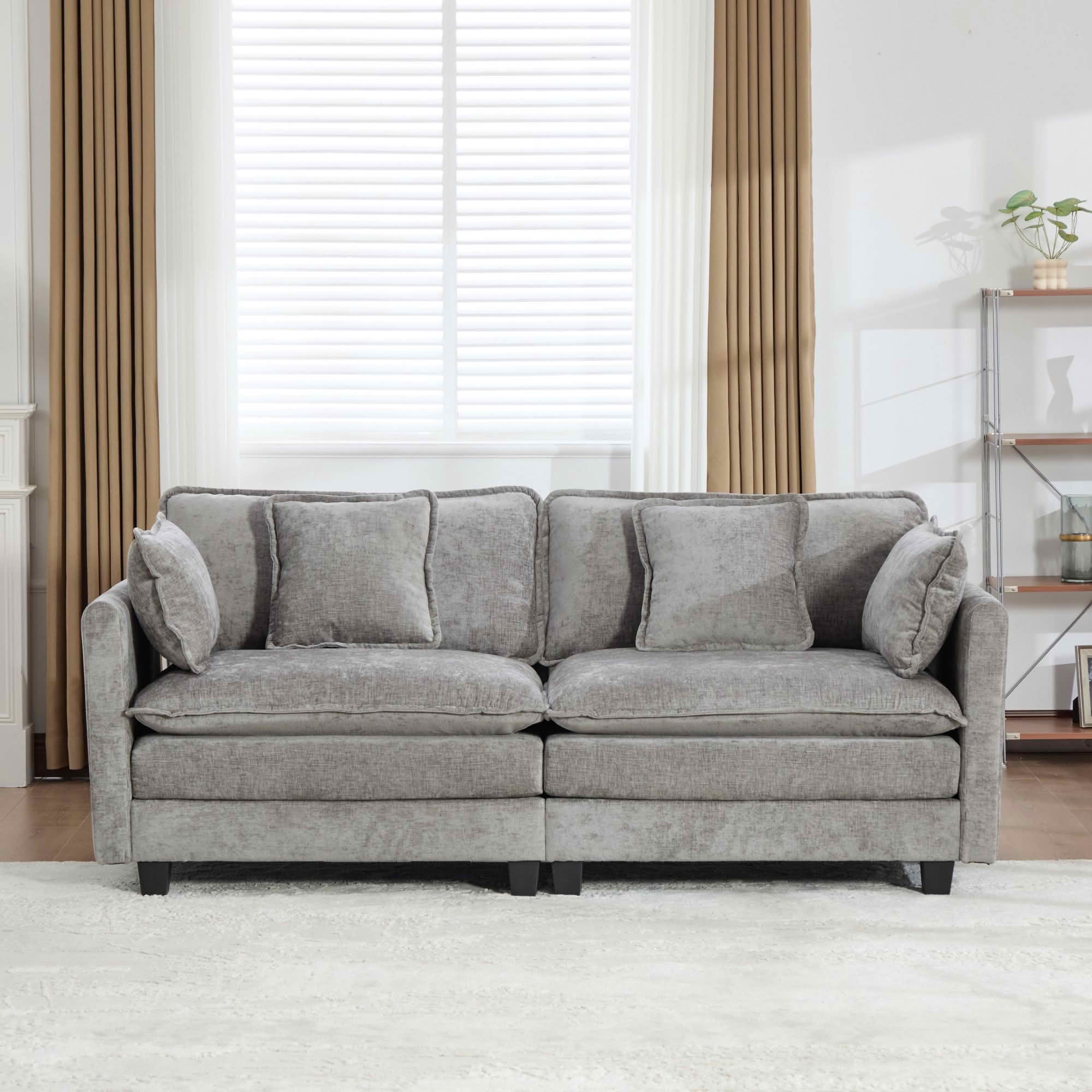MAYEERTY 76.7 Inch Cloud Loveseat Sofa, Chenille Modular Sectional Couch with Double‑Layer Cushion for Living Room Apartment