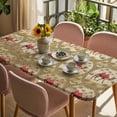 thumbnail image 3 of Desert Camels Table Cloths for 5 Foot Rectangle Tables, Tropical Palm Trees Sand Cords Brown Patio Waterproof Elastic Fitted Tablecloths, Washable Rectangular Table Cover for Camping, 3 of 8