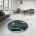 thumbnail image 4 of Ahgly Company Machine Washable Indoor Round Transitional Deep-Sea Green Area Rugs, 4' Round, 4 of 7