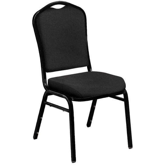 Pemberly Row 37" Modern Metal and Fabric Stack Chair in Ebony Black