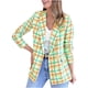 thumbnail image 2 of ICHUANYI Liquidación Mujer Traje de Negocios Estampado de Celosía Manga Larga Cardigan Top Chaqueta Abrigo ICHUANYI WER202308253640, 2 of 7