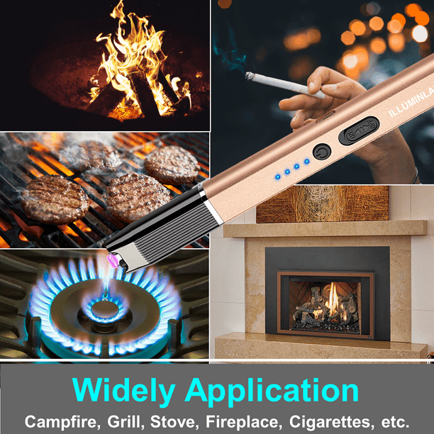  Electric Candle Lighter Long Pen Shape Windproof Pulse Arc  Lighers USB Rechargeable for Candle Kitchen Fireplace Camping BBQ (Black) :  Health & Household