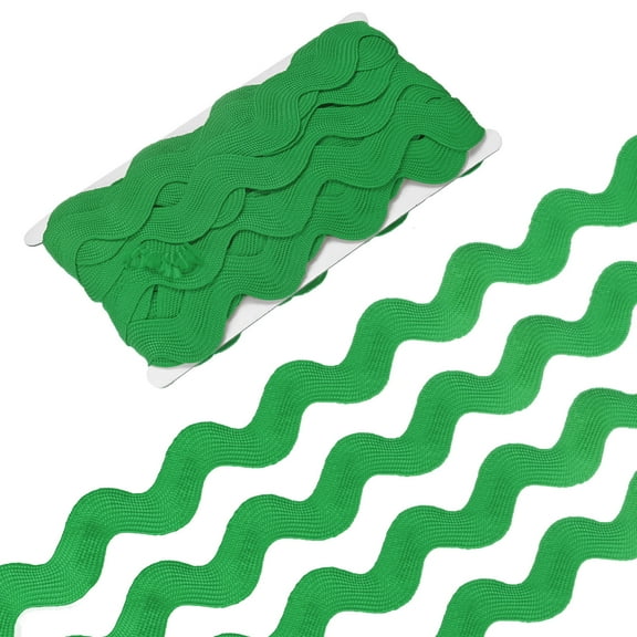 Rick Rack Trim, 10 Yard 25mm / 1 Inch Wave Bending Fringe Trimming Ribbon for Sewing [Green]
