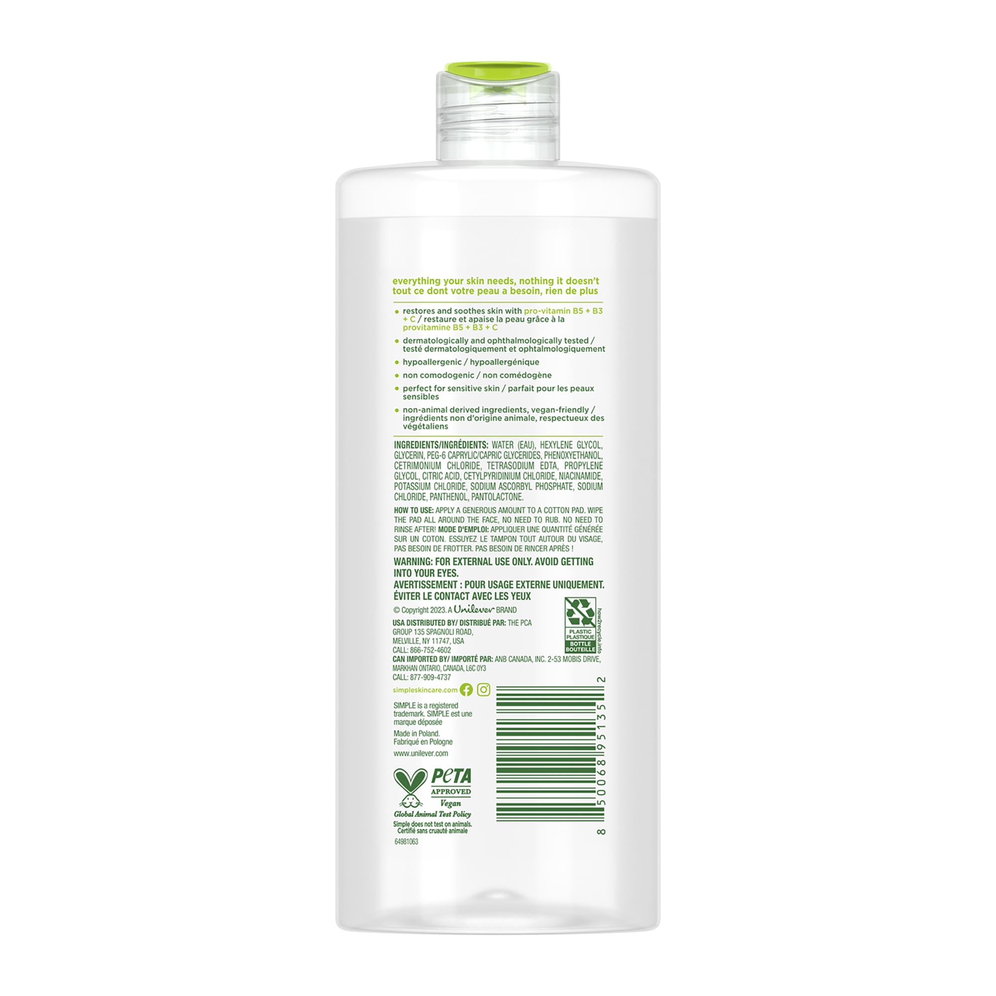 Simple Kind To Skin Micellar Water, Facial Cleanser, 2 pc