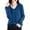 Dark Blue, variant on Womens V Neck Knit Sweaters Long Sleeve Loose Fit Trendy Solid Color Comfort Casual Lightweight Fall Tops Coffee XL