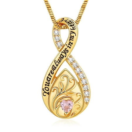 Love Infinity Urn Pendant Necklace for Cremation Ashes Keepsake Teardrop Crystal Heart Memorial Jewelry - You Are Always in My Heart