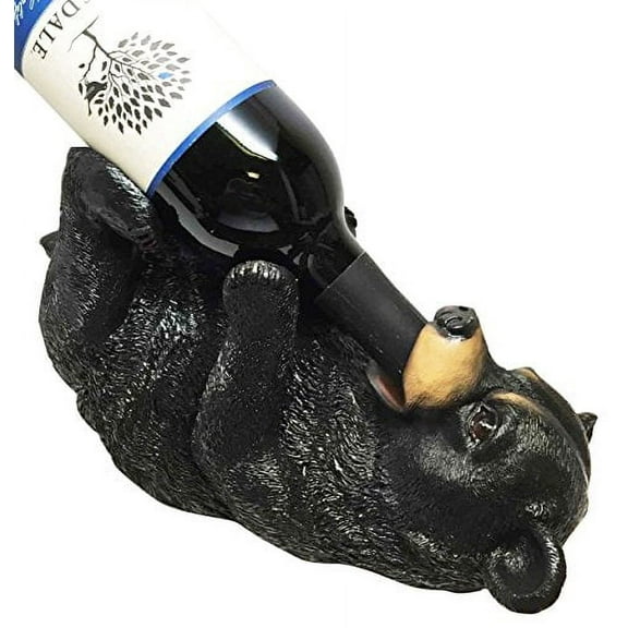 KITCHEN STYLISH HOSTING PARTY BLACK BEAR OIL WINE BOTTLE HOLDER FIGURINE STATUE