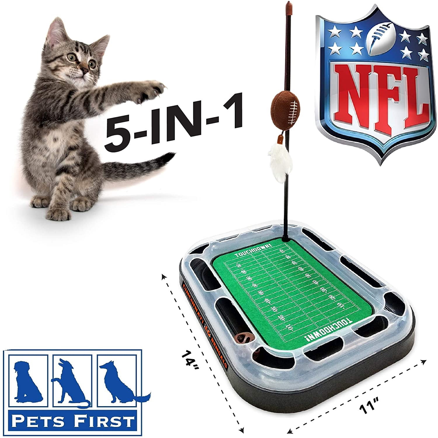 NFL Cincinnati Bengals CAT Scratcher Toy with Catnip Plush & Feather Cat and Kitty Toy