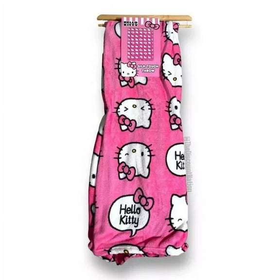 Sanrio Hello Kitty Winking Pride Silk Pink Touch Throw Blanket 50"x70" NWT