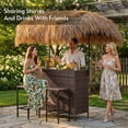 thumbnail image 5 of LAZZO 3 Pieces Outdoor Bar Set, Patio Wicker Tiki Bar Set with Height Stools and Islander Tiki Bar for Garden, Dark Brown, 5 of 9
