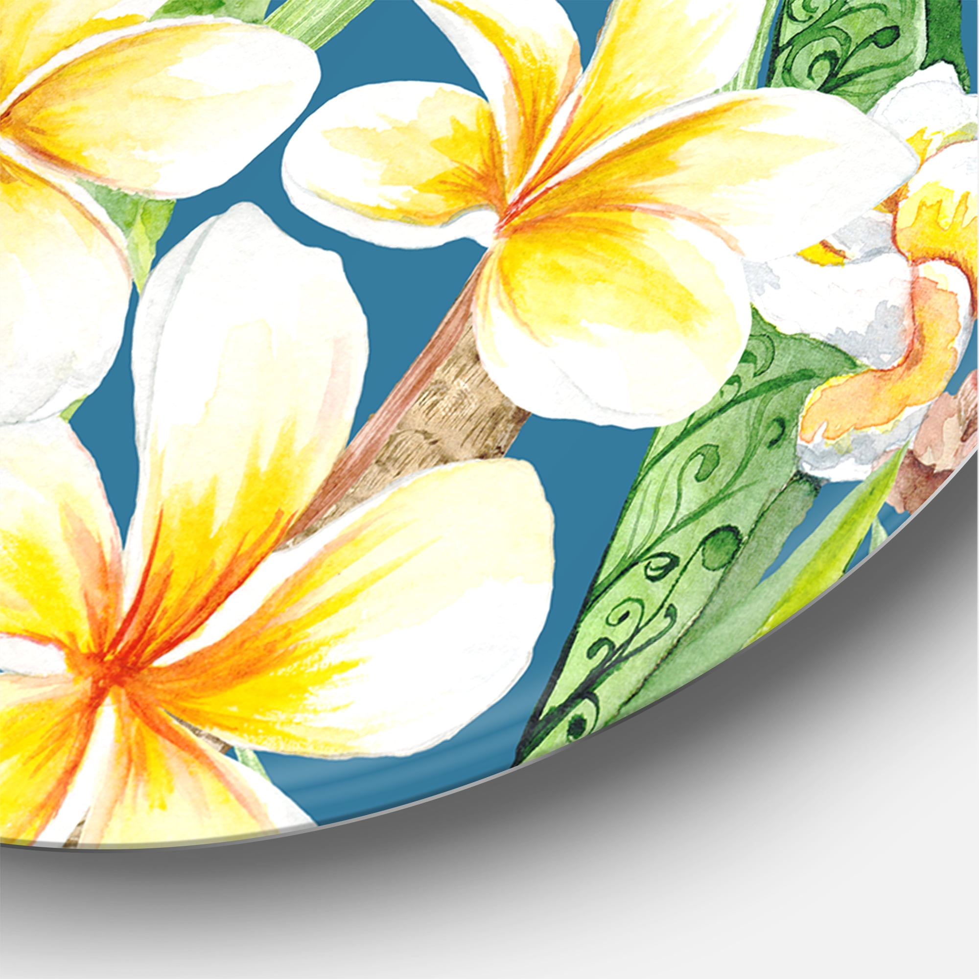 Designart 'Yellow Flowers and Tropical Foliage XV' Modern Circle Metal Wall Art 11x11 - Disc of 11
