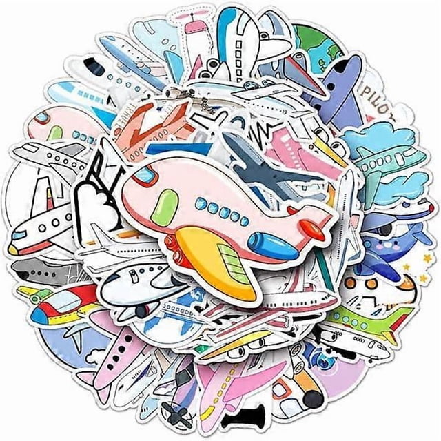 50 pcs airplane stickers water bottles laptop car hydro flasks phone guitar skateboard kawaii airplane planner sticker