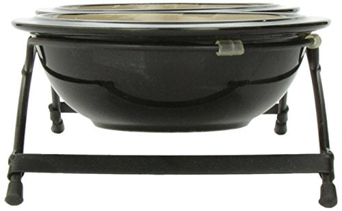 PetRageous 44338 Buddys Best Steel Frame Non-Skid Raised Dog Feeder 13-Inch Long by 5.75-Inch Wide by 3-Inch Tall with 2 Dishwasher Safe Stoneware 6-Inch 2-Cup Capacity Bowls Sage 