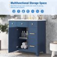thumbnail image 2 of 36" Bathroom Vanity Cabinet with Sink Top Combo Set, Modern Freestanding Bathroom Vanity Set with Sink Top & with Soft Closing Door and 3 Drawers, Navy Blue, 2 of 9