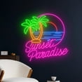 thumbnail image 2 of Handmadetneonsign Sunset Paradise Ocean Palm Tree Wall Art, Beach Wall Decor, Tropical Wall Decor, 2 of 5