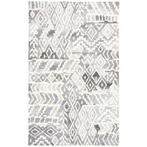Feizy Asher Transitional Distressed, Gray/White, 2' x 3' Accent Rug Sheen Fade Resistant Bohemian & Eclectic Abstract Design Carpet for Living Dining Bed Room