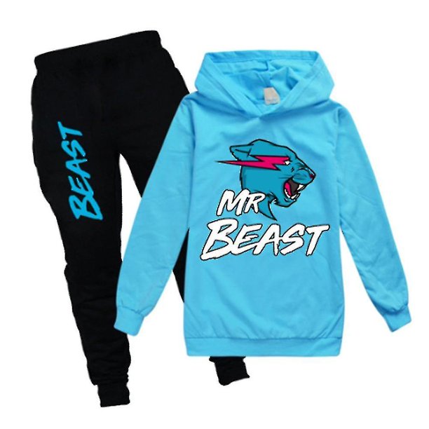 7-14 años niños niñas Mr Beast Lightning Cat Casual sudaderas con capucha + pantalones traje chándal conjuntos regalos