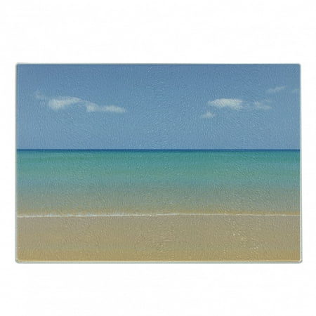 

Ocean Cutting Board Still Calm Sea at the Beach with Aquatic Landscape Sun Peace Relax Nature Image Decorative Tempered Glass Cutting and Serving Board Small Size Cream Turquoise by Ambesonne