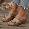 thumbnail image 5 of Zefriona Women's Casual Wedge Sandals Slip On Floral Open Toe Comfortable Summer Beach Slides Rose Gold Size 6.5, 5 of 10