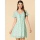 thumbnail image 3 of Vestido de Gasa Allegra K con cuello En V y Manga con Volantes Florales para Mujer Verde claro L, 3 of 6