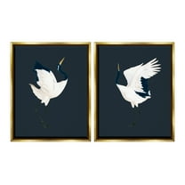 Stupell Industries Traditional Cranes Dance Animals & Insects Painting Gold Floater Framed Canvas Art Print Wall Art, 25 x 31, Set of 2