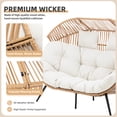 thumbnail image 5 of Walsunny Double Egg Chairs Outdoor Patio Wicker Oversized Egg Shell Lounger Lawn Chair with Cushion for Indoor Outside Porch Balcony Backyard, Original Wood Color Rattan Beige Cushion, 5 of 7