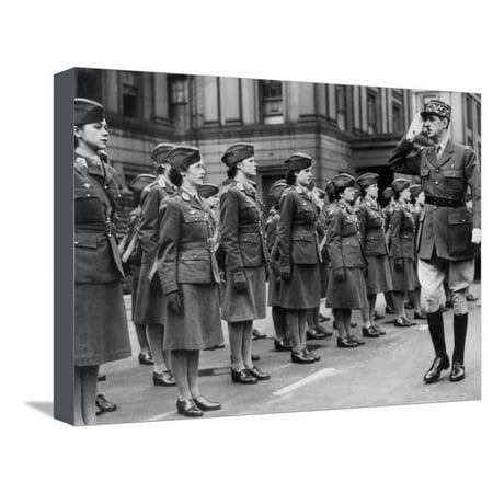 general charles de gaulle during review of young women of free