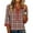 Vermilion&171224E, variant on Garbnen 3/4 Length Sleeve Womens Tops Fashion Plaid Color Block Women Henley Tops Spring Summer Half Sleeve Button Women T Shirts
